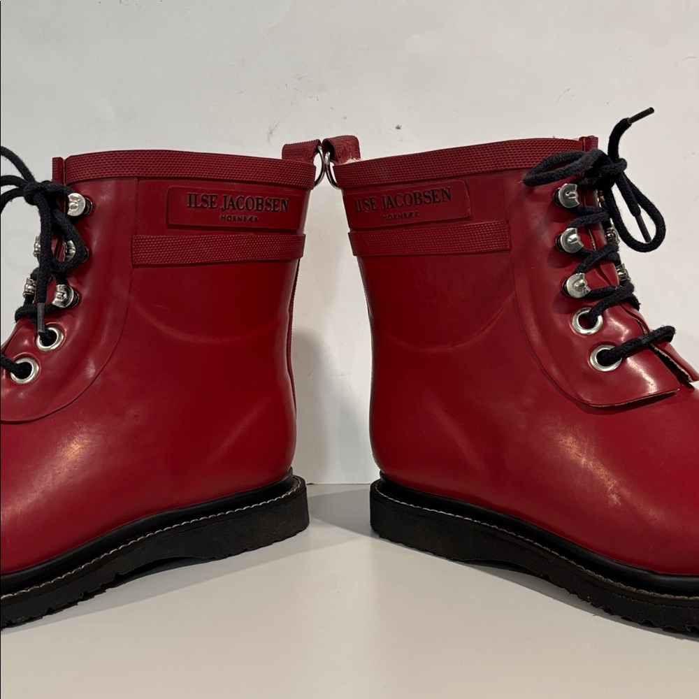 Ilse Jacobsen Cherry Lace-Up Rain Boots Fleece Lined Rubber RUB2 EU 38 - Picture 7 of 16